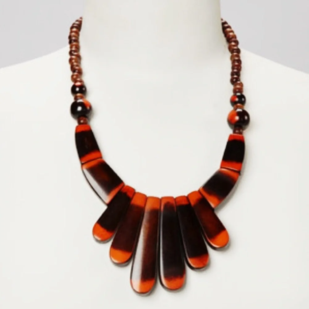 🧡 NEW ZAD Boho Orange & Brown Bib Necklace 🧡 - Picture 16 of 16